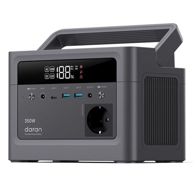 Central eléctrica portátil DaranEner Cubus350L, batería LiFePO4 de 288?Wh, salida de onda sinusoidal pura 350?W, potencia de pico 700?W, entrada solar 80?W, USB?C PD 45?W, doble USB?A 18?W, salida DC5521 60?W, para camping, viajes y respaldo de emergencia