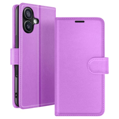 Zanaé Funda tipo cartera para iPhone 16 Plus con soporte y lengüeta magnética Violeta
