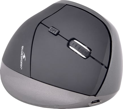 Bluestork M-WL-ERGO-BK RF Mouse senza fili per destrorsi da 1200 DPI
