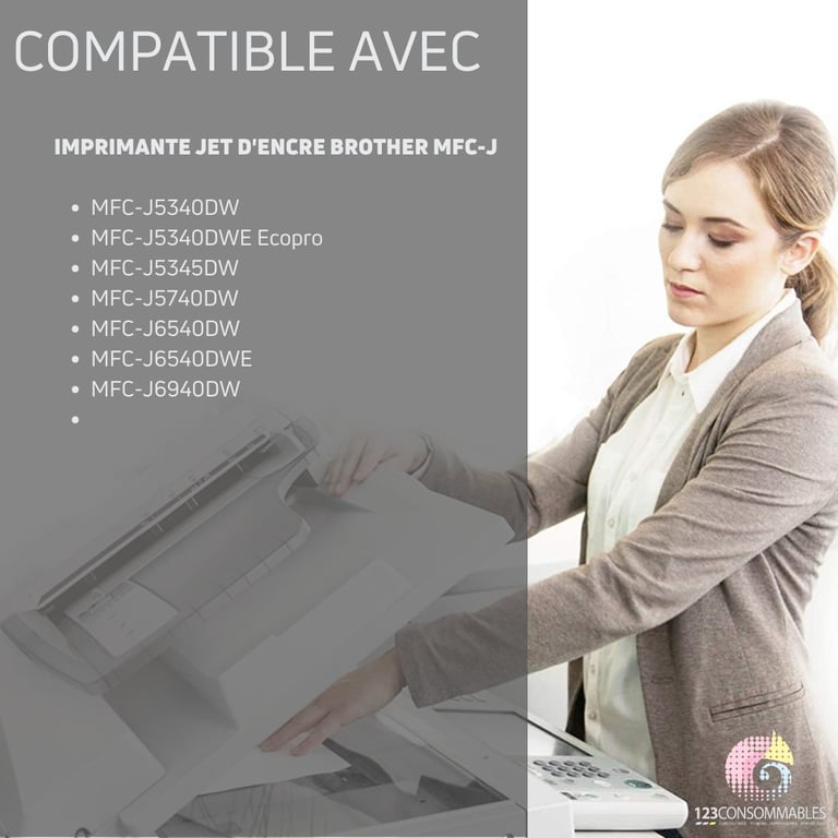 123CONSOMMABLES LC422XL Cartouches d'encre Grande capacité LC 422XLVAL Compatible avec Brother LC 422XLVAL pour Brother MFC J5340DW MFC J5345DW MFC J5740DW MFC J6540DW MFC J6940DW Neuf - vue 4