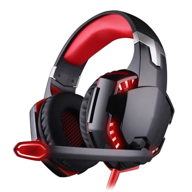 Casque Gaming USB Ordinateur 7.1 Surround LED Boutons de Contrôle Rouge YONIS