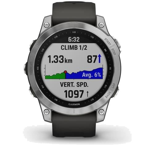 Montre GPS connectée - GARMIN - F?nix 7 - Argent avec bracelet gris