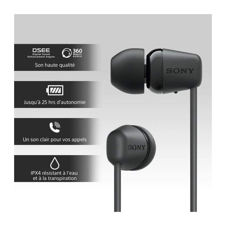 Sony WI-C100 Auriculares Inalámbrico Dentro de oído Llamadas/Música Bluetooth Negro