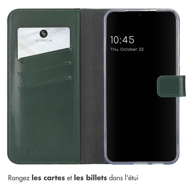 Selencia Étui de téléphone portefeuille en cuir véritable pour Samsung Galaxy S25 Plus Neuf - vue 3