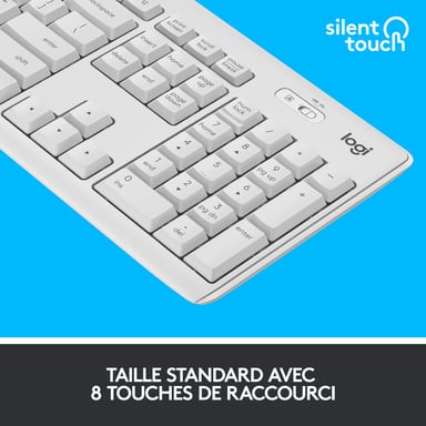 Logitech MK295 Tastiera wireless silenziosa combinata Mouse incluso RF Wireless AZERTY francese Bianco