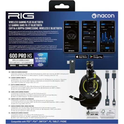 Casque Gaming NACON RIG 600 PRO HS Acid Camo – Double Connectivité Sans Fil - vue 4