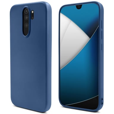 Moozy Lifestyle. Coque conçue pour Xiaomi Redmi Note 8 Pro, bleu nuit – Coque en silicone liquide avec finition mate et doublure en microfibre douce.