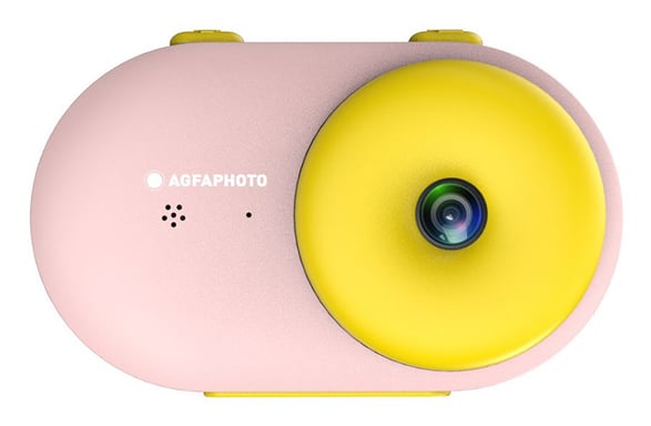 AGFA PHOTO Realikids Cam Waterproof - Fotocamera impermeabile per bambini, 24 MP, schermo LCD 2,4, batteria al litio - Rosa + MSD8GB