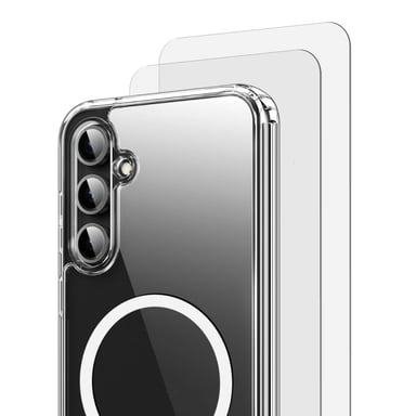 EVETANE Funda Samsung Galaxy S23 fe Magnética Compatible Magsafe + 2 Cristales Protector de Pantalla Antichocs