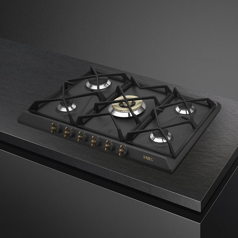 Plaque De Cuisson Gaz Smeg SRV876AOGH – 5 Foyers, Puissance 11900 W, Surface En Acier Émaillé - vue 4