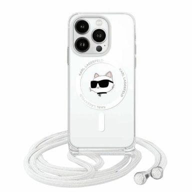 Custodia Karl Lagerfeld per iPhone 15 Pro 6,1'' Custodia rigida trasparente IML Choupette Head & Cord Magsafe