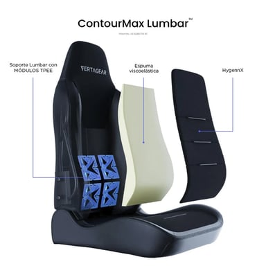 Chaise gaming Vertagear SL3800 HygennX Carbon Black – Ergonomie avancée, soutien lombaire ContourMax™, assise ventilée VertaAir™, tissu anti-odeurs nanotechnologie
