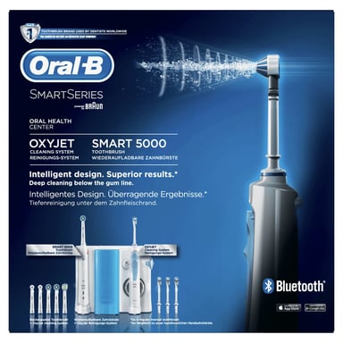 Oral-B Smart 5000 + Oxyjet Adulte Brosse à dents rotative oscillante Bleu, Blanc