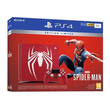 Console PS4 Slim 1To Édition Limitée Rouge Marvel s Spider Man Design + Marvel s Spider Man PlayStation Officiel