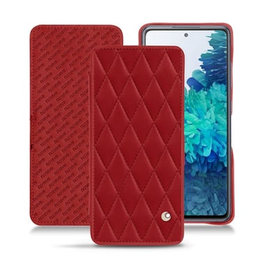 Funda de piel Samsung Galaxy S20 FE - Solapa horizontal - Rojo - Piel lisa cosida