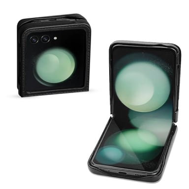 Coque cuir Samsung Galaxy Z Flip5 -  - Marron envoûtant ( Pantone #4e3629 ) - Cuir saffiano