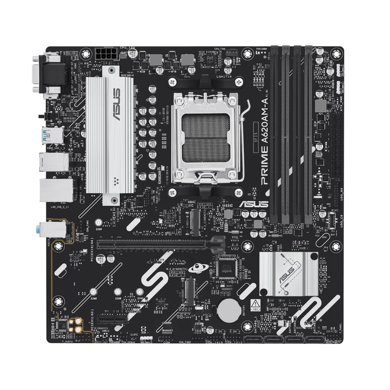 ASUS PRIME A620AM A CSM Carte mère micro ATX Socket AM5 AMD A620A Chipset USB C 3.2 Gen 1 USB 3.2 Gen 1 USB 3.2 Gen 2 Gigabit LAN carte graphique embarquée unité centrale... - vue 2