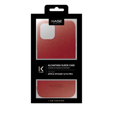Coque en Suéde Alcantara pour Apple iPhone 12/12 Pro, Rouge rubis