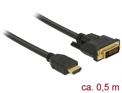 DeLOCK 85651 adaptador de cable de vídeo 0,5 m HDMI tipo A (Estándar) DVI Negro