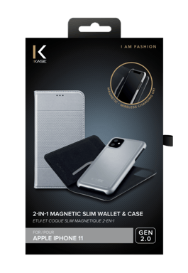 Étui et Coque slim magnétique 2-en-1 GEN 2.0 pour Apple iPhone 11, Argent