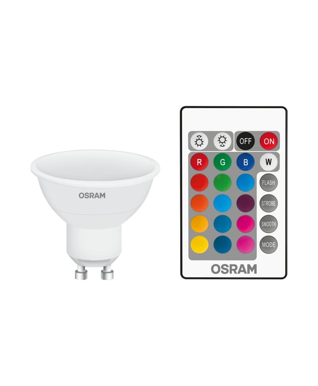 OSRAM Spot LED RGBW variable+télécommande GU10 250lm chaud Boite de 1