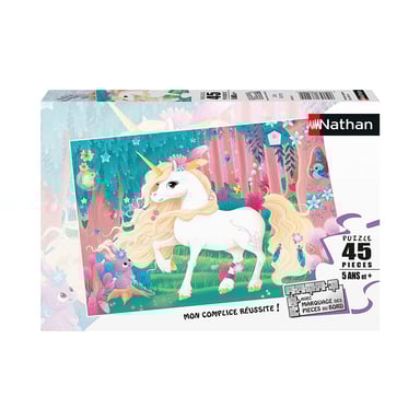 Puzzle infantil de unicornios de colores de 45 piezas - Diversión y aprendizaje