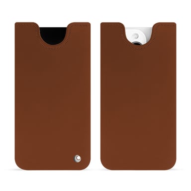 Pochette cuir Apple iPhone 15 Pro - Pochette - Marron - Cuir lisse
