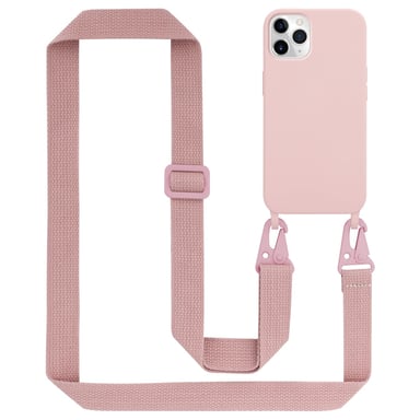Tour de cou chaîne pour Apple iPhone 11 PRO MAX en LIQUID PINK Housse de protection en silicone avec cordelette réglable