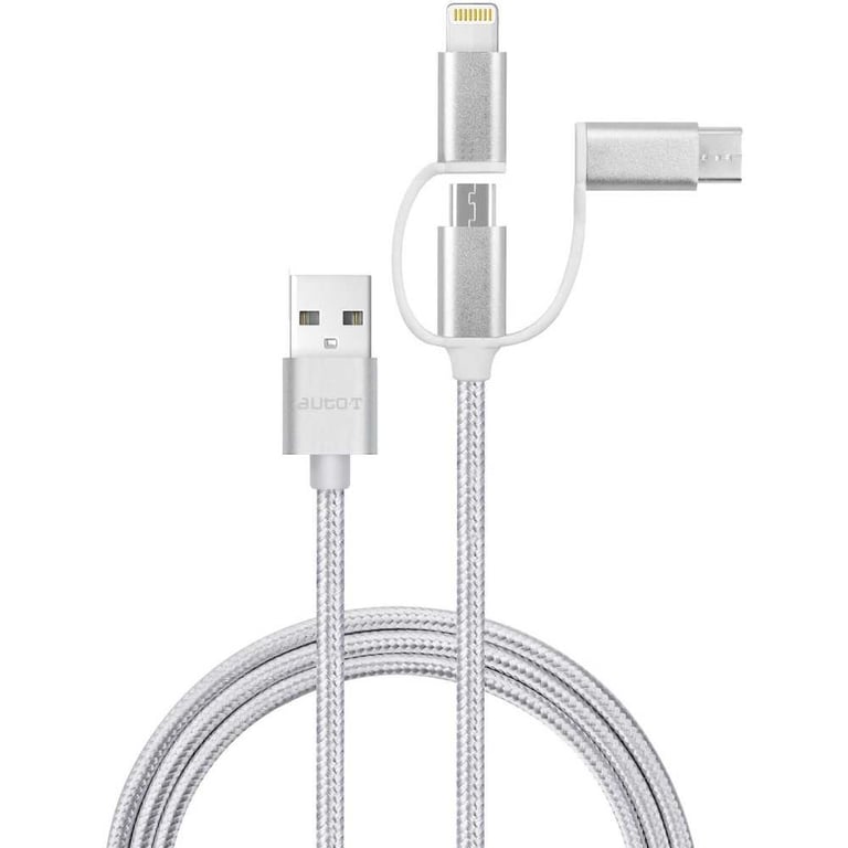 Auto-T Câble 3 en 1 540206 Lightning / Micro-USB / USB-C 100 cm Multicolore - vue 3