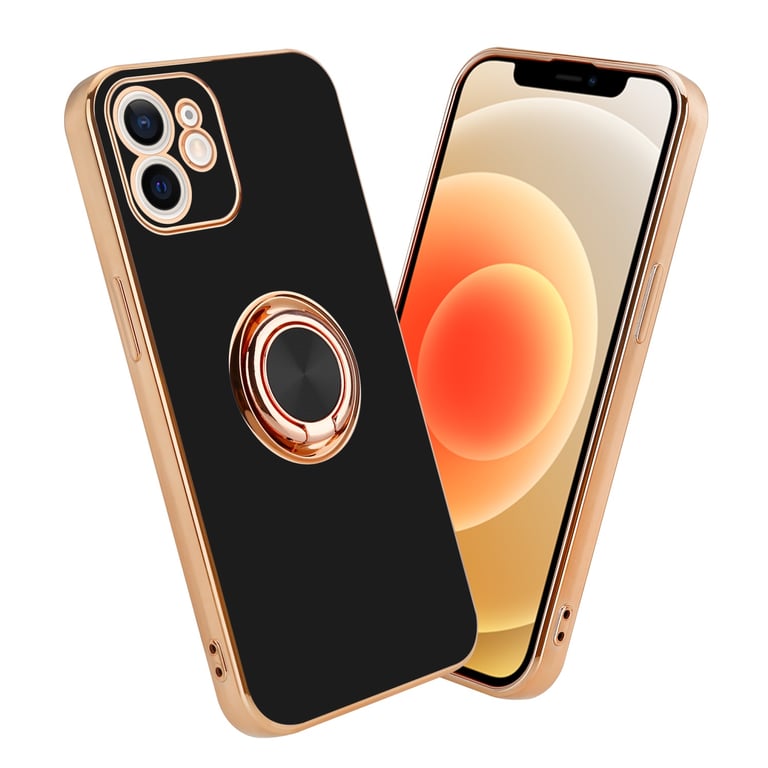 Coque pour Apple iPhone 14 PRO en Glossy Noir - Or avec anneau Housse de  protection Étui en silicone TPU flexible, avec protection pour appareil  photo et support voiture magnétique - Cadorabo