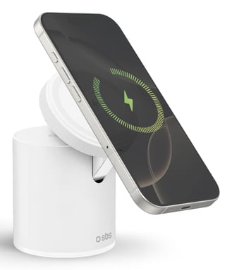 SBS TEWIRMAGFOLD2IN1 cargador de dispositivo móvil Auriculares, Smartphone Blanco USB Cargador inalámbrico Carga rápida Interior