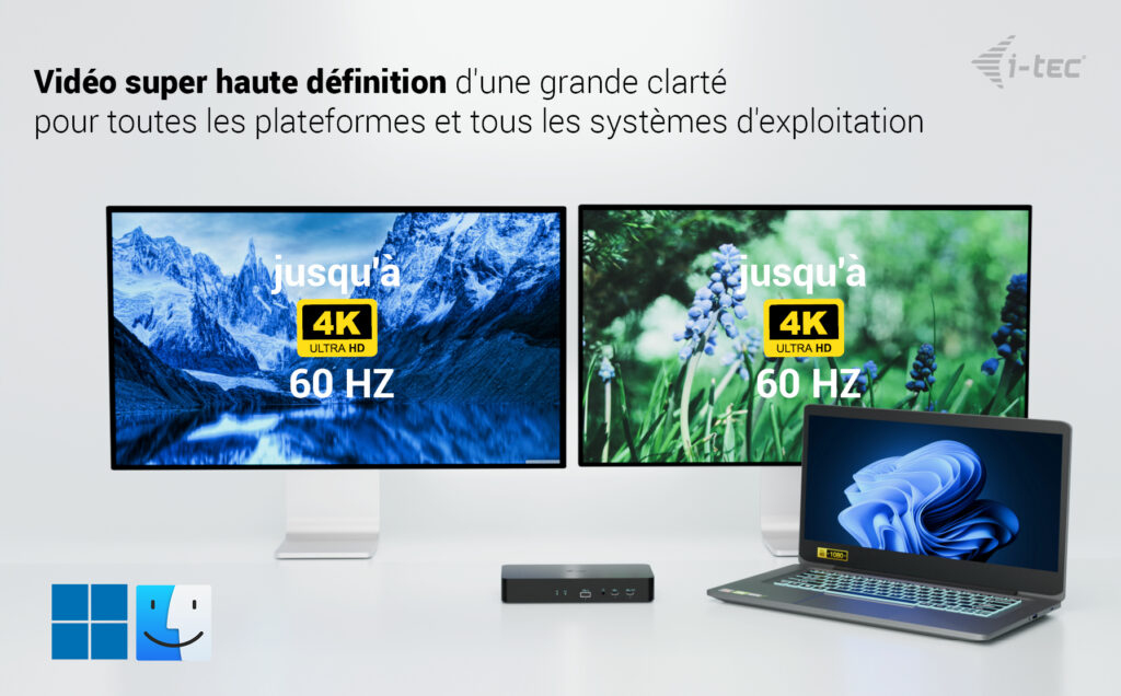i tec Universal Intelligent Dual Display Docking Station + Power Delivery - vue 3