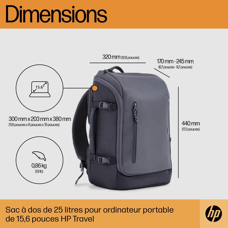 HP Travel 25 Liter 15.6p Iron Laptop Backpack Neuf - vue 2