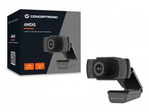 Conceptronic AMDIS webcam 2 MP 1920 x 1080 pixels USB 2.0 Noir - Neuf