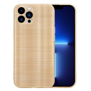 Coque pour Apple iPhone 13 PRO MAX en Brushed Or Housse de protection Étui en silicone TPU flexible au design brossé