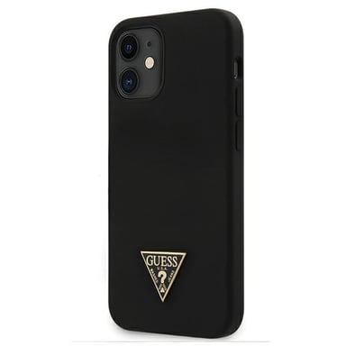 Étui Guess pour iPhone 12 mini 5.4" Noir Silicone Script Logo Or