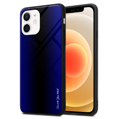 Coque pour Apple iPhone 12 MINI Aspect rayé en COBALT VIOLET Housse de protection Étui en silicone TPU et dos en verre trempé