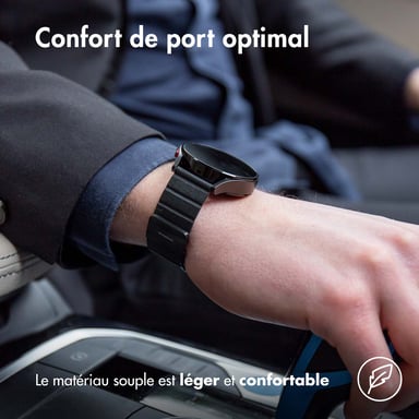 imoshion Bracelet en cuir magnétique - Connexion universelle 22 mm - Noir