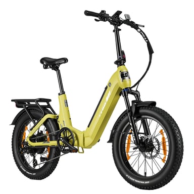 Vélo électrique pliant TTGO F7, batterie 48 V 15 Ah, freins à disque hydrauliques - jaune