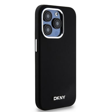 Étui DKNY pour iPhone 15 Pro 6.1'' noir étui rigide Liquid Silicone Small Metal Logo MagSafe