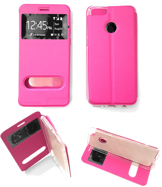 Etui Folio compatible Rose Huawei Honor 7X