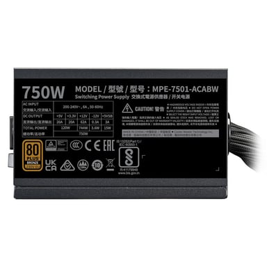 Fuente de alimentación para PC - MPE-7501-ACAAW-3BEU - MWE 750W V3 ATX 3.1 - 80+ BRONZE - 750 W
