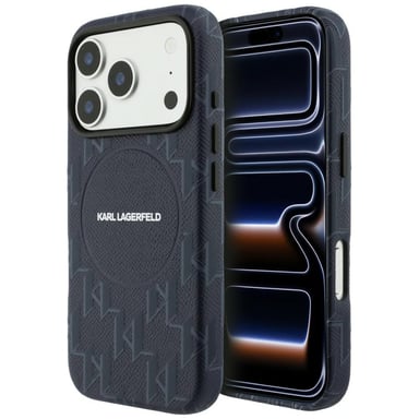Étui Karl Lagerfeld Monogram Logo MagSafe pour iPhone 17 Pro Max, bleu
