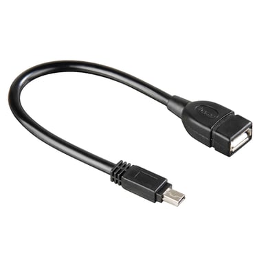 Câble d'adaptation USB, mini USB B mâle - USB A femelle, noir