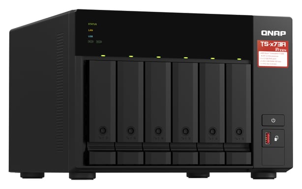 QNAP TS-673A-SW5T servidor de almacenamiento NAS Torre Ryzen Embedded V1500B 8 GB DDR4 0 TB QNAP QTS Negro
