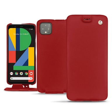 Housse cuir Google Pixel 4 - Rabat vertical - Rouge - Cuir lisse