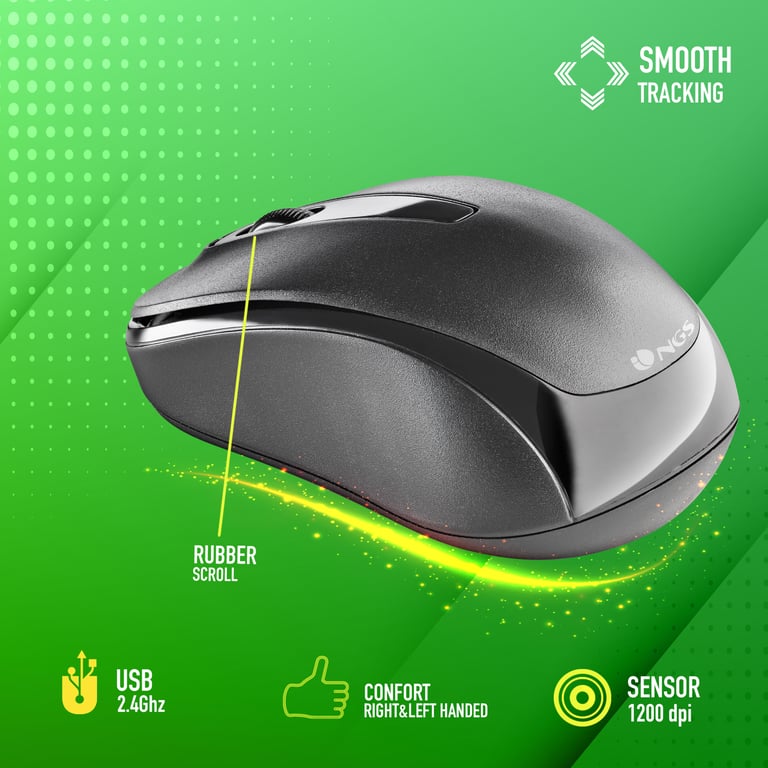 Souris NGS EASY GAMMA – Optique 1200 DPI, Sans Fil, Ambidextre, 2 Boutons - vue 2