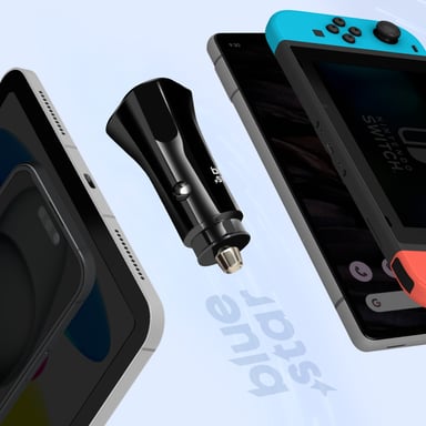 Blue Star Cargador coche para USB-C 20W Power Delivery + Cable USB-C Negro