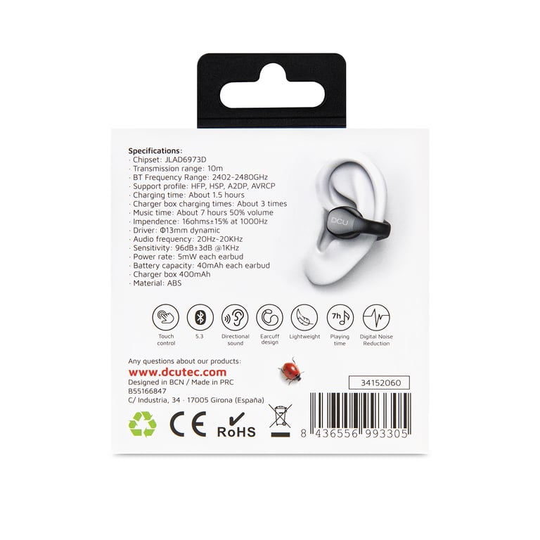 DCU Advance Tecnologic 34152060 écouteurcasque Écouteurs Sans fil Crochets auriculaires USB Type C Bluetooth Socle de chargement Neuf - vue 3