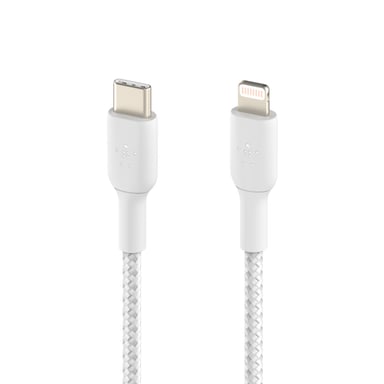 Câble à gaine tressée USB-C vers Lightning BOOST?CHARGE™ (1 m), Blanc